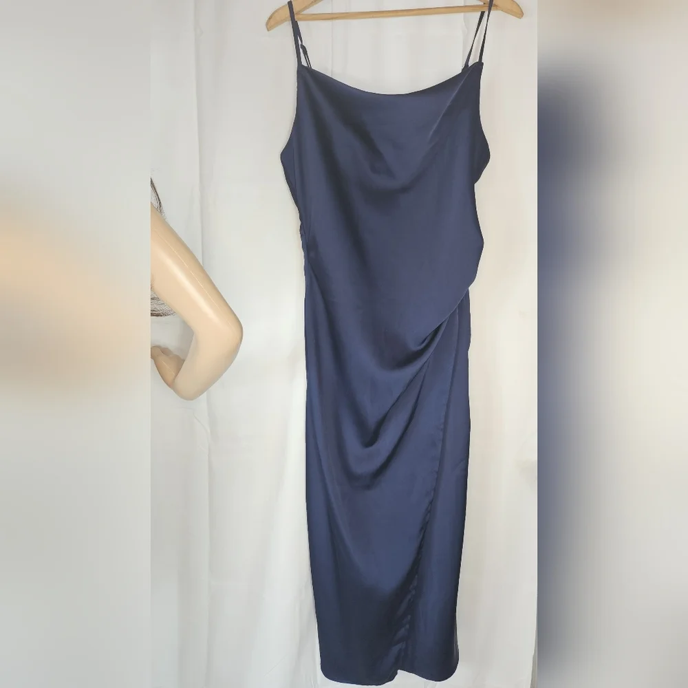 re:named Navy Draped Midi Dress - Picture 12 of 16